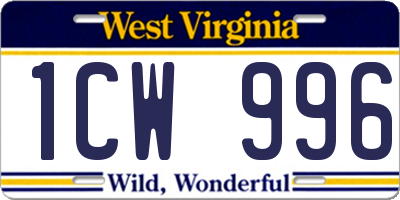 WV license plate 1CW996