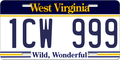 WV license plate 1CW999