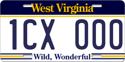 WV license plate 1CX000