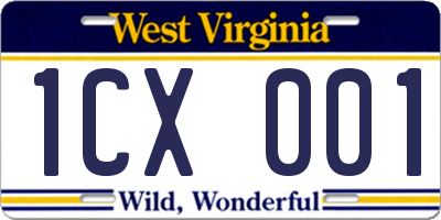 WV license plate 1CX001