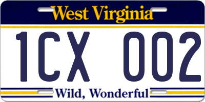 WV license plate 1CX002