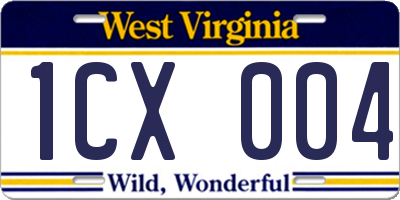 WV license plate 1CX004