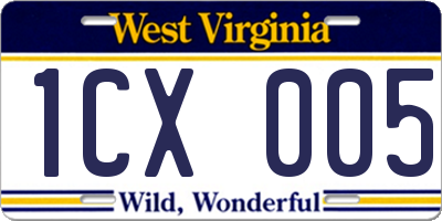 WV license plate 1CX005