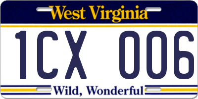 WV license plate 1CX006