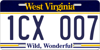 WV license plate 1CX007