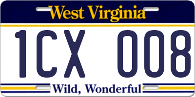 WV license plate 1CX008