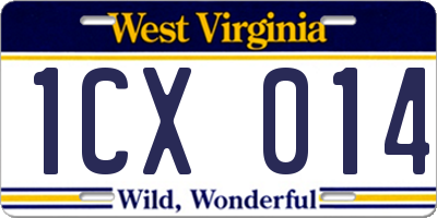 WV license plate 1CX014