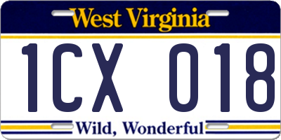 WV license plate 1CX018