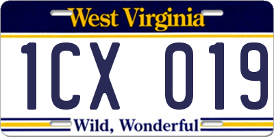 WV license plate 1CX019