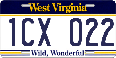 WV license plate 1CX022