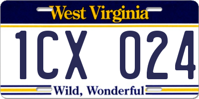 WV license plate 1CX024