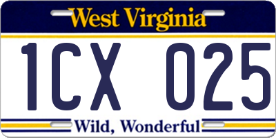WV license plate 1CX025