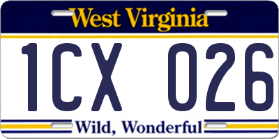 WV license plate 1CX026