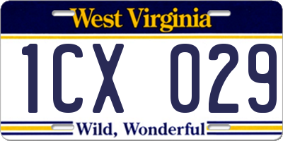 WV license plate 1CX029