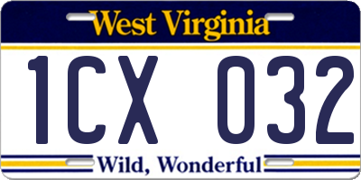WV license plate 1CX032