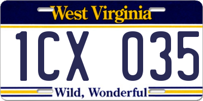 WV license plate 1CX035