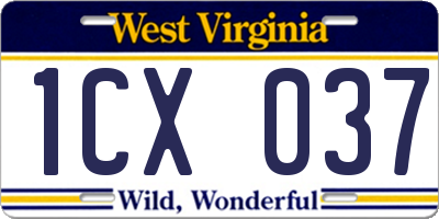 WV license plate 1CX037