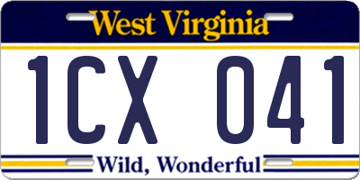 WV license plate 1CX041