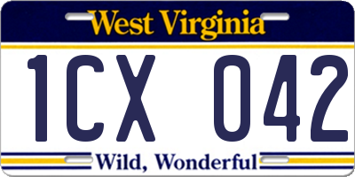 WV license plate 1CX042