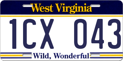 WV license plate 1CX043