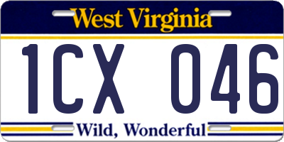 WV license plate 1CX046