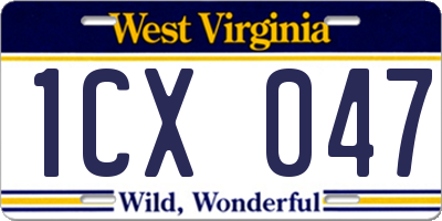 WV license plate 1CX047