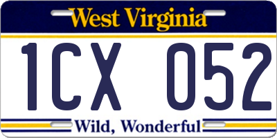 WV license plate 1CX052