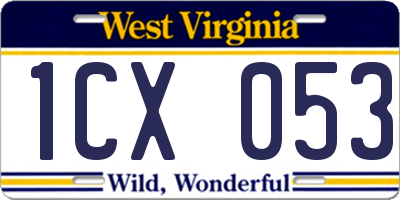 WV license plate 1CX053
