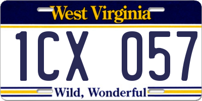 WV license plate 1CX057