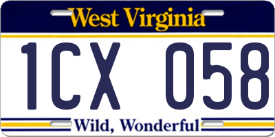 WV license plate 1CX058