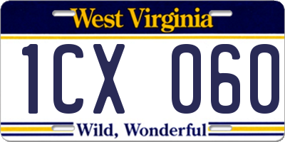 WV license plate 1CX060
