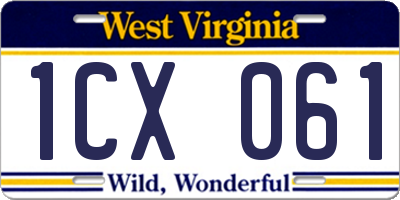 WV license plate 1CX061