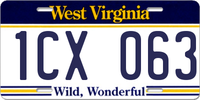 WV license plate 1CX063