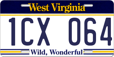 WV license plate 1CX064