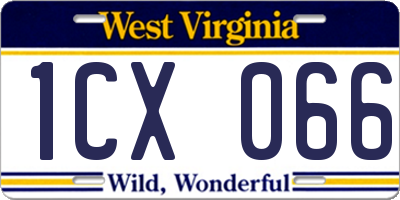 WV license plate 1CX066