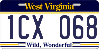 WV license plate 1CX068