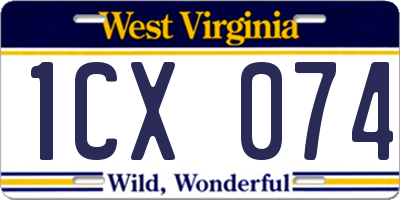 WV license plate 1CX074
