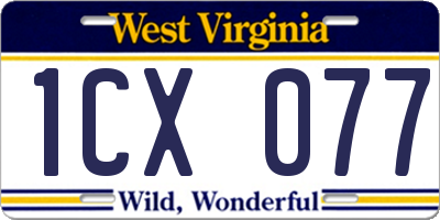 WV license plate 1CX077