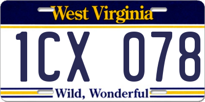 WV license plate 1CX078