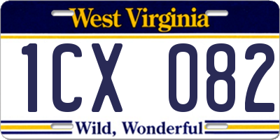 WV license plate 1CX082
