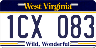 WV license plate 1CX083