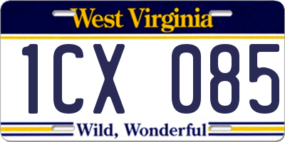 WV license plate 1CX085