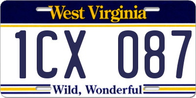 WV license plate 1CX087
