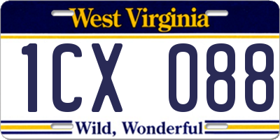 WV license plate 1CX088