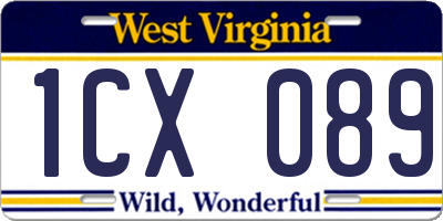 WV license plate 1CX089