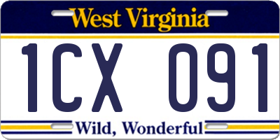 WV license plate 1CX091