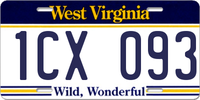 WV license plate 1CX093