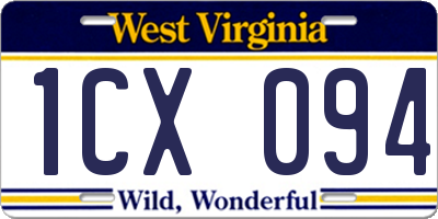 WV license plate 1CX094