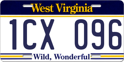 WV license plate 1CX096