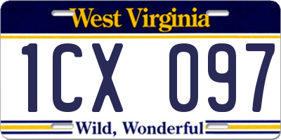 WV license plate 1CX097